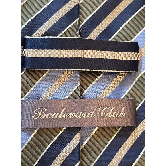 Boulevard Club Green Blue 100% Silk Men’s Neck Tie Made In China - Picture 9 of 10
